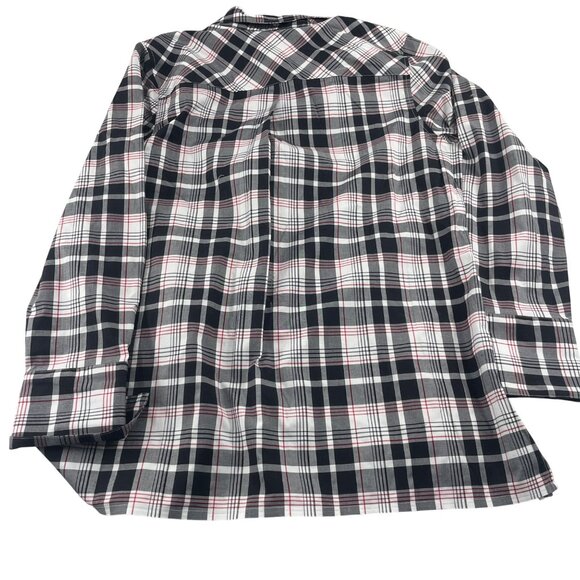 Talbots Women's Plaid Button-Down Shirt Size 12 Wrinkle Resistant Black White - Picture 5 of 5